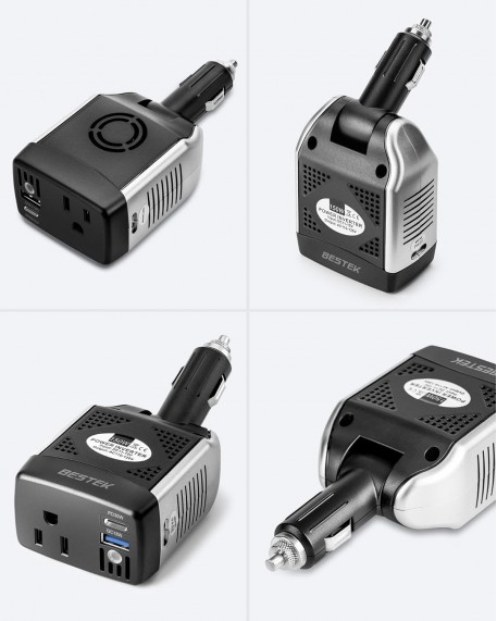 BESTEK 150W Power Inverter with PD 30W and QC 18W Dual Charging Ports